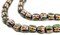 The Bead Chest Painted African Krobo Beads - Full Strand of Ghanaian Tribal Glass Beads for Necklace or Jewelry Making (Brown Striped Eye)